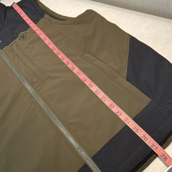 NEW Ariat Mens Pioneer Stretchshell Vest Sz Medium Dark Green Black Full Zip - Picture 11 of 13